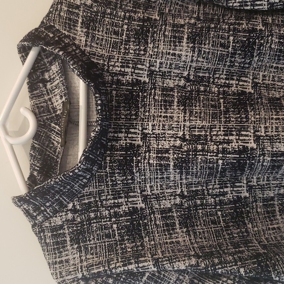 Natalia 56 Black White Top Womens Box Front Pockets 3/4 Sleeve Size Cotton Large - Picture 6 of 14